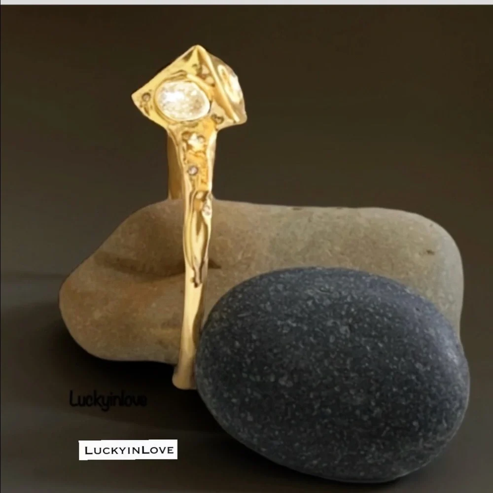 Alexis Bittar Modern Future Antiquities Bold Sculpted Gold Pyramid Cuff Bracelet